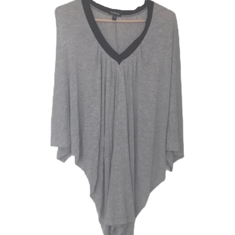 Bebe Womenโs Minimalist Neutral V-Neck Bat Sleeve Midi Dress Sz XS